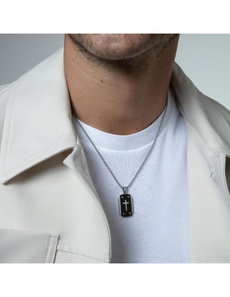 Collar Viceroy Fashion 14217C01000 de Acero con Colgante IP Negro y Cruz Calada
