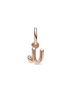 Charm Colgante con un recubrimiento en oro rosa de 14k Alfabeto Letra Minúscula U​ 2