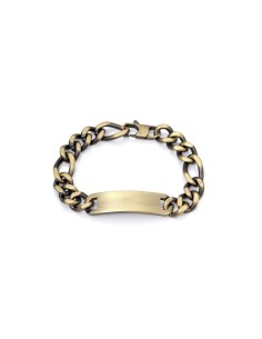 Pulsera Viceroy Beat de acero con placa y cada en Ip bronce, largo 21,5 cm.