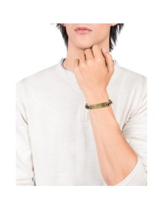 Pulsera Viceroy Beat de acero con placa y cada en Ip bronce, largo 21,5 cm. 2