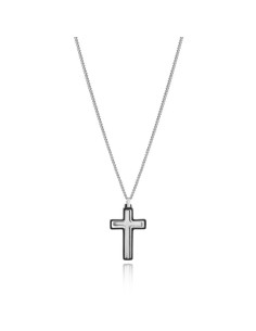 Cadena con cruz en acero e ip negro para hombre