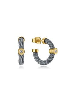 Pendientes Viceroy Fashion de acero e ip dorado con malla milanesa y 1 diamante central