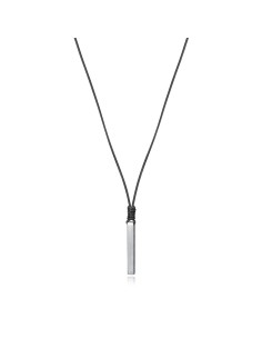 Collar Viceroy Fashion de cuero negro con plata de acero para hombre