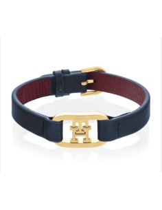 Pulsera Tommy Hilfiger de acero e ip dorado con piel