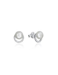 Pendientes Viceroy Jewels de plata de ley de aro con circonitas y perla para mujer