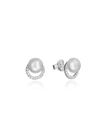 Pendientes Viceroy Jewels de plata de ley de aro con circonitas y perla para mujer