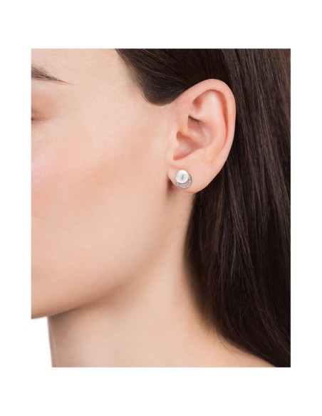 Pendientes Viceroy Jewels de plata de ley de aro con circonitas y perla para mujer