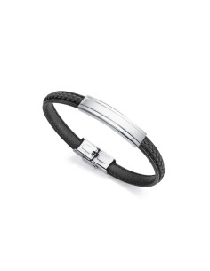 Pulsera Viceroy Fashion de acero y piel negra para hombre