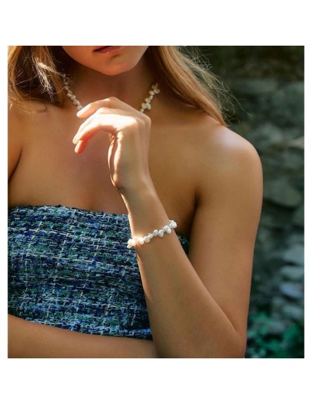 Pulsera Plata acabado Oro 18kt Perlas
