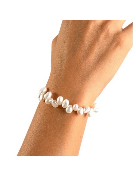 Pulsera Plata acabado Oro 18kt Perlas