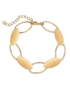 Pulsera acabado en Oro 18 Kt eslabones rayados ovalados