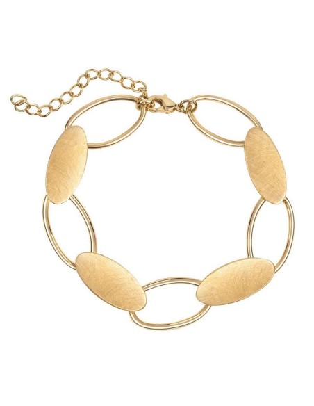 Pulsera acabado en Oro 18 Kt eslabones rayados ovalados