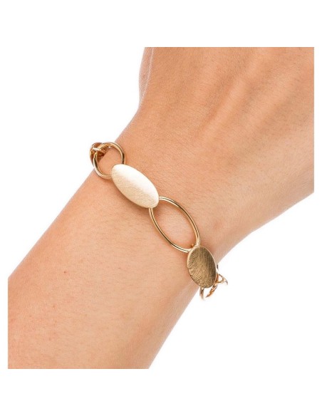 Pulsera acabado en Oro 18 Kt eslabones rayados ovalados