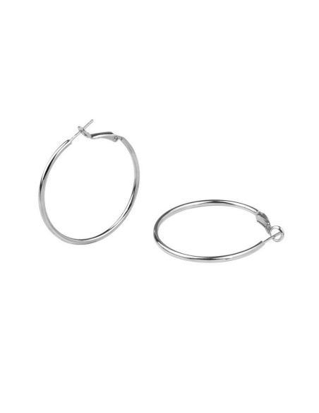 Pendientes Aro acabado en Plata redondos grosor medio 40X2mm