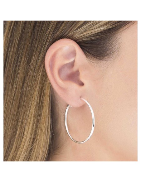 Pendientes Aro acabado en Plata redondos grosor medio 40X2mm