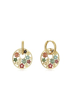 Pendientes Viceroy Fashion 75290E09019 de Acero Dorado con Flores de Colores