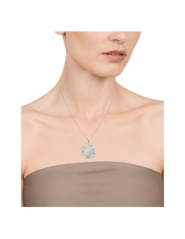 Collar Viceroy Fashion de acero calado con flores y esmalte azul