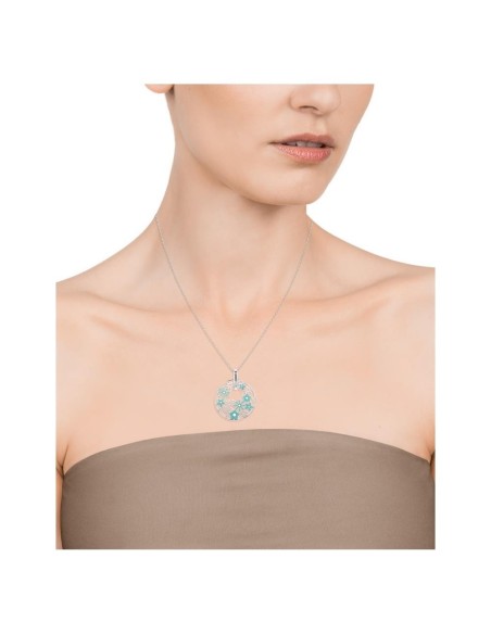 Collar Viceroy Fashion de acero calado con flores y esmalte azul