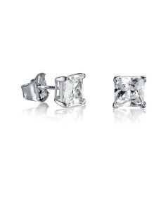 Pendientes de plata y circonitas en 6 mm