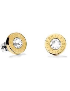 Pendientes Tommy Hilfiger de acero ip amarillo. Botón. 