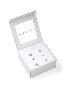 Pack de pendientes con circonita y prla en plata de ley para mujer