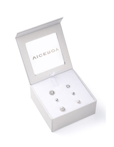 Pack de pendientes con circonita y prla en plata de ley para mujer