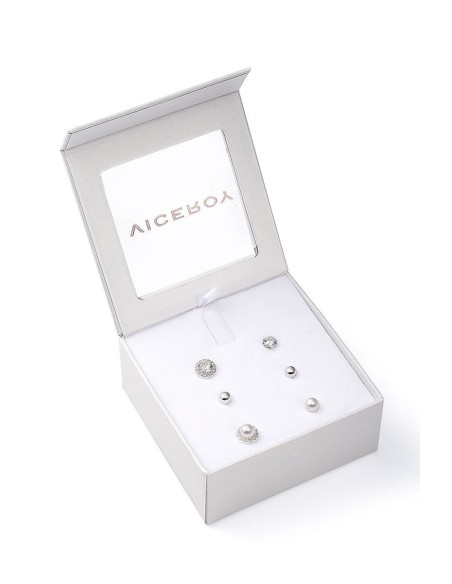 Pack de pendientes con circonita y prla en plata de ley para mujer