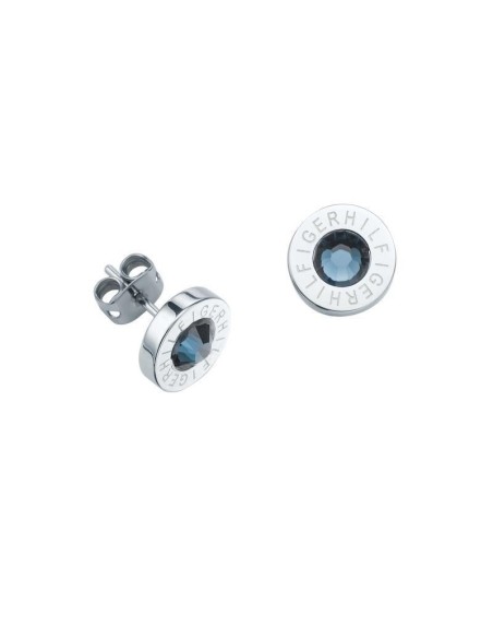 Pendientes Tommy Hilfiger de acero. Botón con logotipo