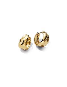 Pendientes de Aro Ondulados con Recubrimiento en Oro de 14k – Pandora ESSENCE