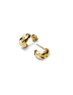 Pendientes de Aro Abiertos Ondulados con Recubrimiento en Oro de 14k – Pandora ESSENCE