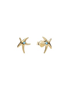 Pendientes Estrella de Mar con Cristal Azul y Baño de Oro de 14k – Pandora Moments