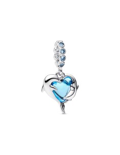 Charm Colgante Delfines de Cristal Murano Azul – Pandora Moments