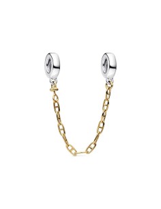 Cadena de Seguridad Alargada Bicolor en Plata de Ley y Baño de Oro de 14k – Pandora Moments