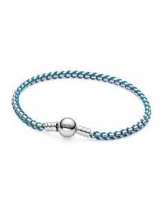 Pulsera Cadena Caja Cordón Azul en Plata de Ley – Pandora Moments