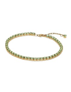 Pulsera Tenis Verde Brillante en Baño de Oro de 14k con Cristales Artificiales – Pandora Moments