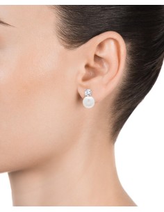 Pendientes de plata con circonita y perla 2