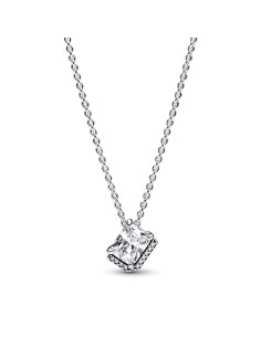 Collar en plata de ley Halo Rectangular Brillante 