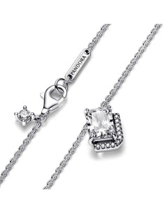 Collar en plata de ley Halo Rectangular Brillante  2