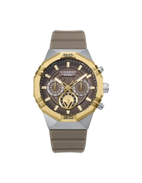 Reloj Viceroy Neo Cronógrafo Hombre 45017-15 – Acero Dorado y Silicona Marrón