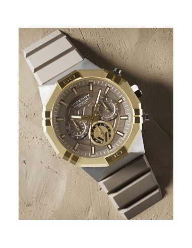 Reloj Viceroy Neo Cronógrafo Hombre 45017-15 – Acero Dorado y Silicona Marrón