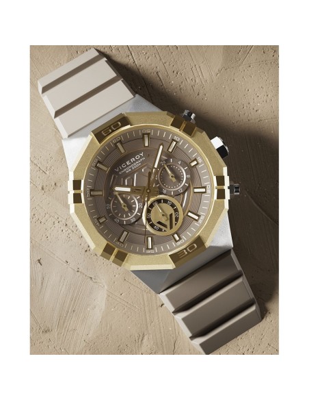 Reloj Viceroy Neo Cronógrafo Hombre 45017-15 – Acero Dorado y Silicona Marrón