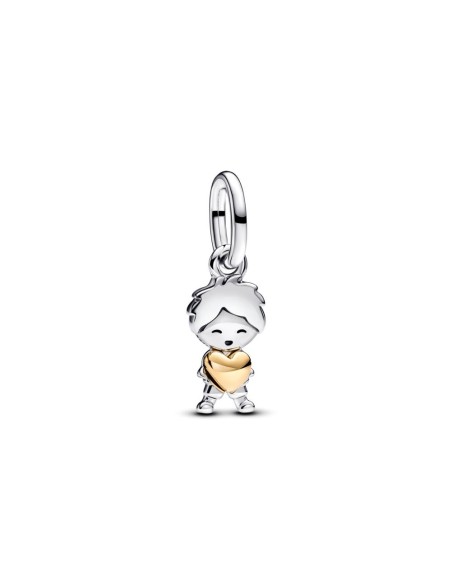 Charm Colgante en plata de ley y con un recubrimiento en oro de 14k Niño Feliz | Pandora Oficial