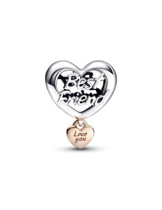 Charm en plata de ley y con un recubrimiento en oro rosa de 14k Corazón Te quiero Mejor Amiga Pandora 2