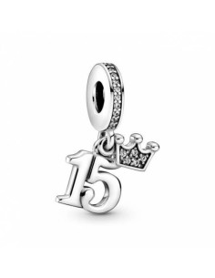 15 CELEBRATION AND CROWN STERLING SILVER DANGLE WITH CLEAR CUBIC ZIRCONIA