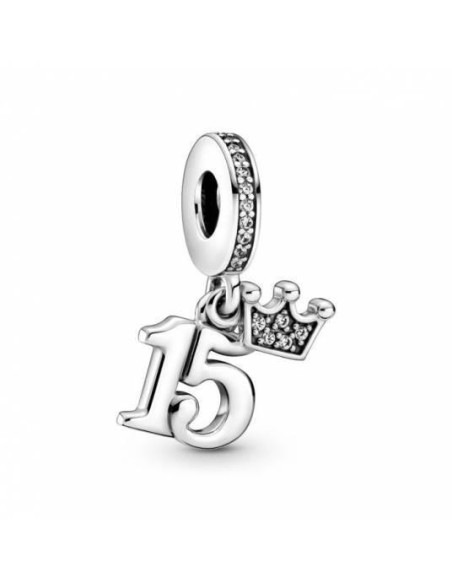 15 CELEBRATION AND CROWN STERLING SILVER DANGLE WITH CLEAR CUBIC ZIRCONIA