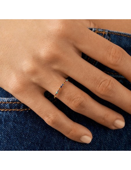 Anillo Fino BELOVED Multicolor en Baño de Oro 18k | Agatha París