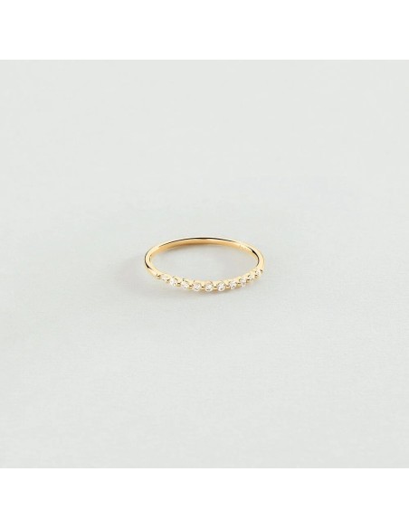 Anillo Fino BELOVED con Circonitas Cristal en Baño de Oro | Agatha París