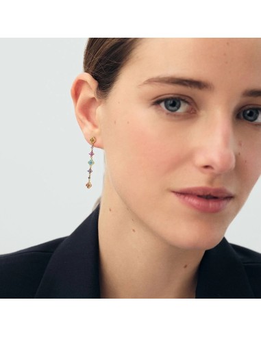 Pendientes Largos BELOVED Multicolor en Baño de Oro | Agatha París