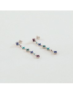 Pendientes Largos BELOVED Multicolor en Plata de Ley | Agatha París