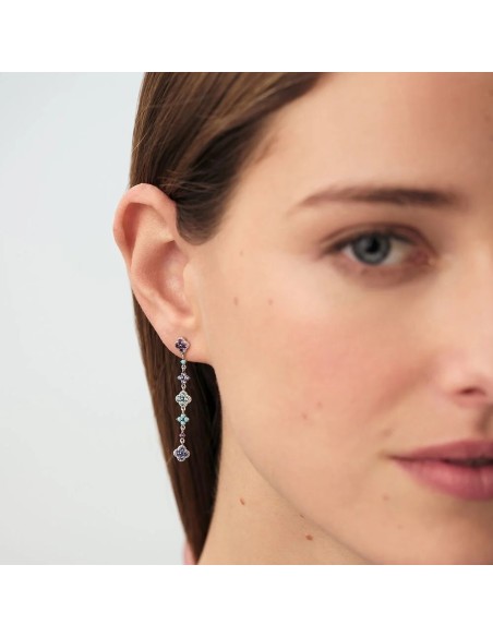 Pendientes Largos BELOVED Multicolor en Plata de Ley | Agatha París